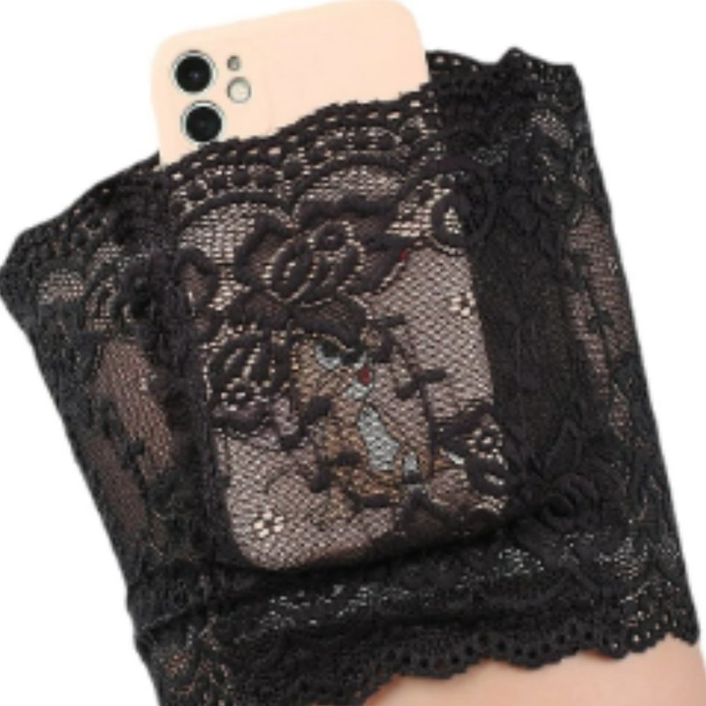 black Lace Lingerie Phone Garter Leg Holder - Picture 7 of 7